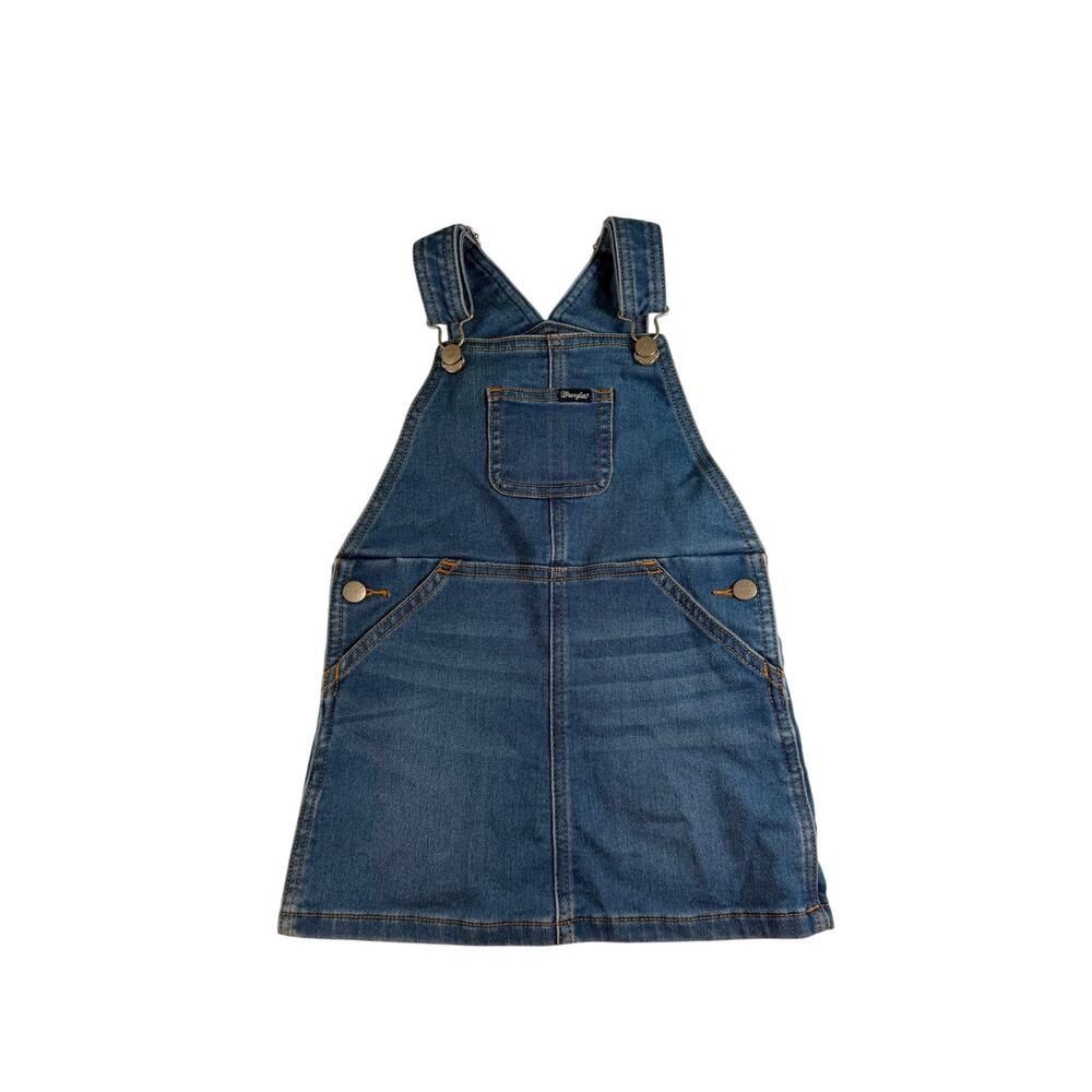 Vintage 90s Wrangler Toddler Girls Denim Overall Jumper Dress Skirtall 3T